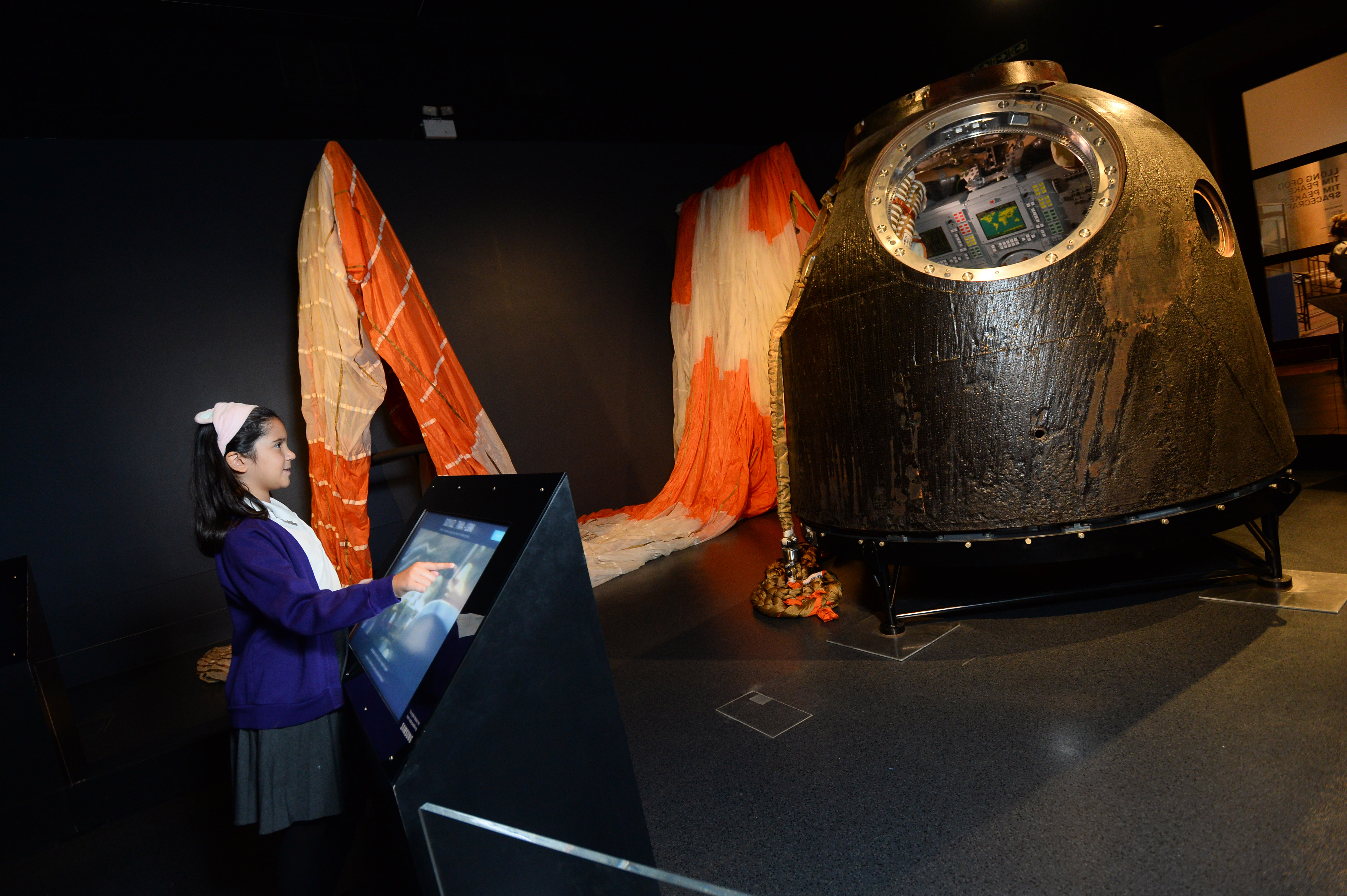 Tim Peake's spacecraft  has landed at National Museum Cardiff.

The exhibition which is part of a national tour presented by Science Museum Group and Samsung and is on display until the 10th Feb 2019.

Pictured here is Sisi Cowel from Ysgol Glan Morfa in Splott.

© WALES NEWS SERVICE